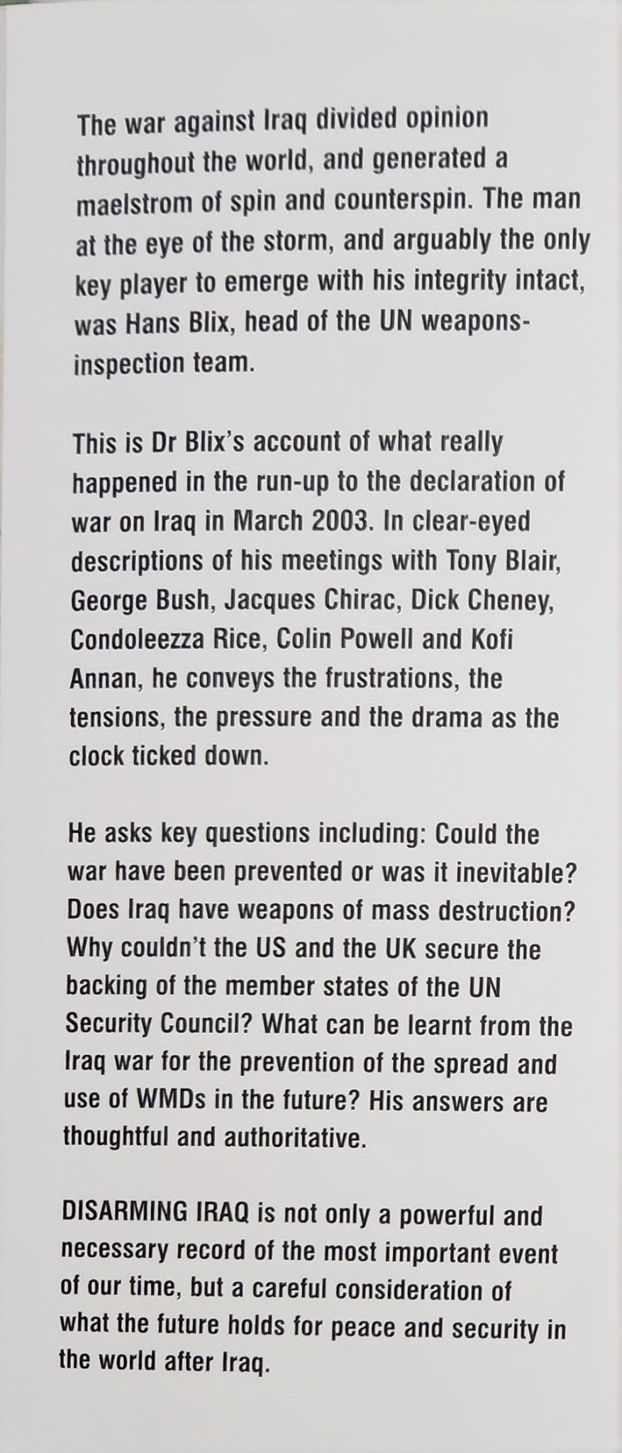 Disarming Iraq: The Search for Weapons of Mass Destruction (1st EDITION) - Oakmont Books