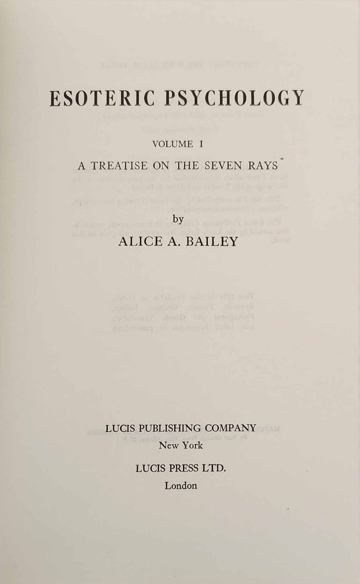 Esoteric Psychology: Volume 1 - Oakmont Books
