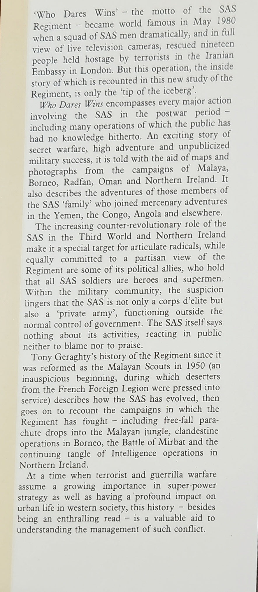 Who Dares Wins: The Story of the SAS 1950 - 1980 - Oakmont Books