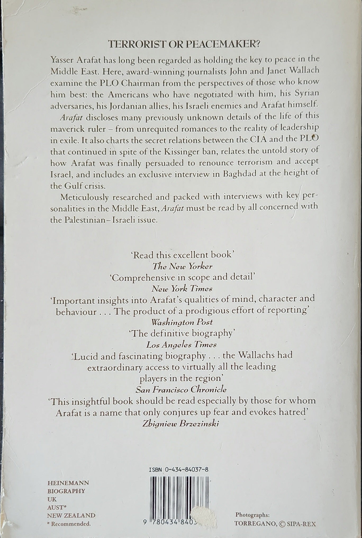 Arafat: In the Eyes of the Beholder (1st EDITION) - Oakmont Books