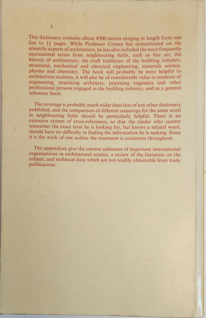 Dictionary of Architectural Science - Oakmont Books