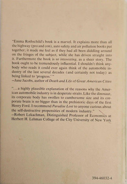 Paradise Lost: The Decline of the Auto - industrial Age (1st EDITION) - Oakmont Books