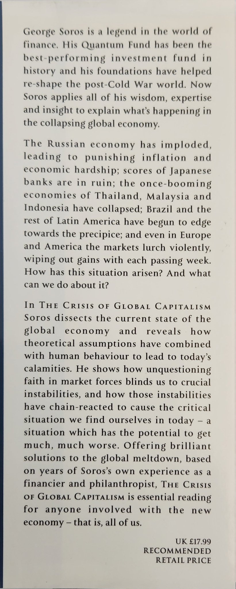 The Crisis of Global Capitalism. Open Society Endangered - My Store